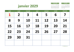 calendrier mensuel 2029 03