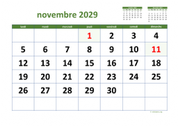 calendrier novembre 2029 03