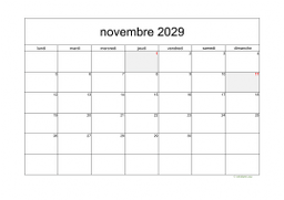 calendrier novembre 2029 05