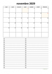 calendrier novembre 2029 07