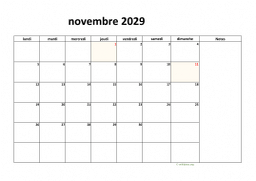 calendrier novembre 2029 08