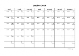 calendrier octobre 2029 01