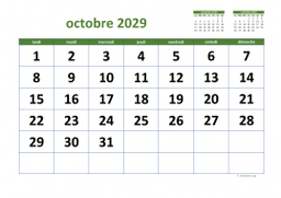 calendrier octobre 2029 03