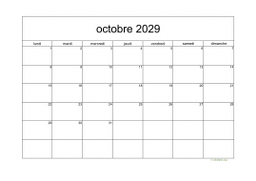 calendrier octobre 2029 05