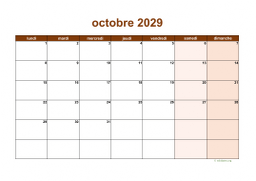 calendrier octobre 2029 06