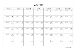 calendrier août 2030 01