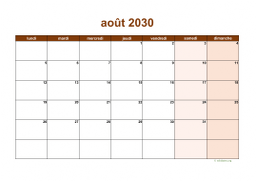 calendrier août 2030 06