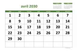calendrier avril 2030 03