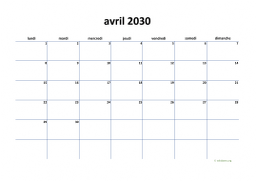 calendrier avril 2030 04