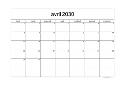 calendrier avril 2030 05