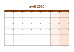 calendrier avril 2030 06
