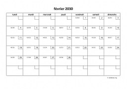 calendrier février 2030 01