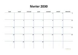 calendrier février 2030 04