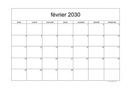calendrier février 2030 05
