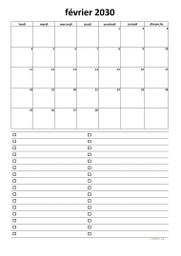 calendrier février 2030 07