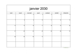calendrier janvier 2030 05
