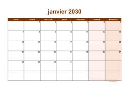 calendrier janvier 2030 06