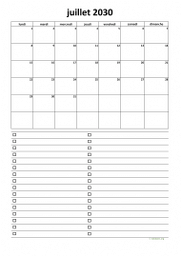 calendrier juillet 2030 07