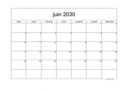 calendrier juin 2030 05