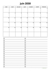 calendrier juin 2030 07