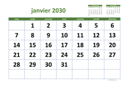 calendrier mensuel 2030 03