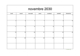 calendrier novembre 2030 05