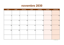 calendrier novembre 2030 06