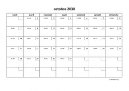 calendrier octobre 2030 01