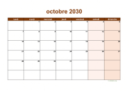 calendrier octobre 2030 06