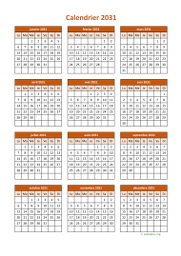 calendrier annuel 2031 06