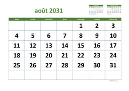 calendrier août 2031 03