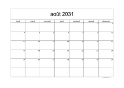 calendrier août 2031 05