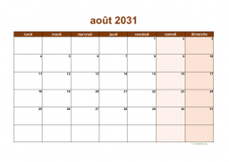 calendrier août 2031 06