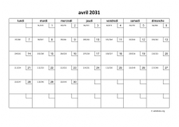 calendrier avril 2031 01