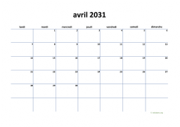 calendrier avril 2031 04