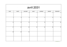 calendrier avril 2031 05