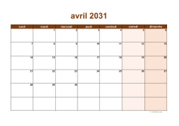 calendrier avril 2031 06