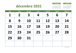 calendrier décembre 2031 03