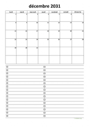 calendrier décembre 2031 07