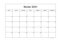 calendrier février 2031 05