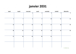 calendrier janvier 2031 04