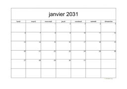 calendrier janvier 2031 05