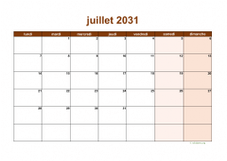 calendrier juillet 2031 06