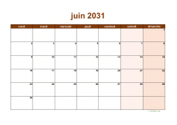 calendrier juin 2031 06