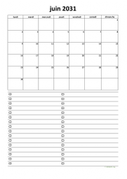 calendrier juin 2031 07