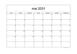 calendrier mai 2031 05
