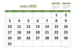 calendrier mars 2031 03
