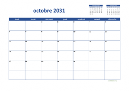 calendrier octobre 2031 02