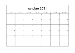 calendrier octobre 2031 05