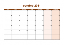 calendrier octobre 2031 06
